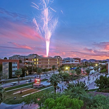 Photo of University of Arizona campus fireworks