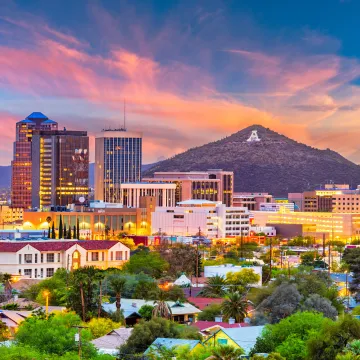 Tucson A Mountain and downtown at sunset