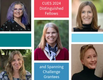 Composite headshots of 2024 CUES Fellows & Grantees from U of A's College of Social & Behavioral Sciences: Elizabeth Eadie, Jennifer Jenkins, Shelley Rodrigo, Shelley Staples, Christine Tardy